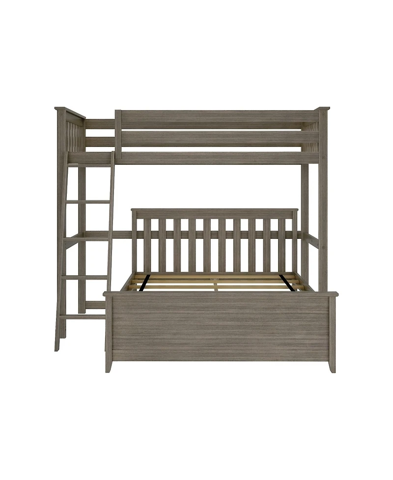 Max & Lily Solid Wood L-Shaped Bunk Bed, Twin over Full with Ladder for Kids,