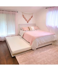 Max and Lily Full Bed Frame with Trundle, Solid Wood Platform