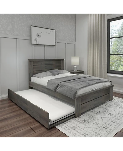 Max and Lily Full Bed Frame with Trundle, Solid Wood Platform