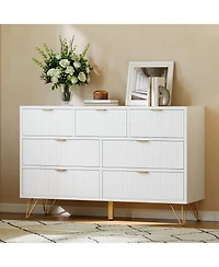 gaomon 7-Drawer Dresser for Bedroom, 47.2" Wide Modern Wooden Chest with Metal Legs and Handles
