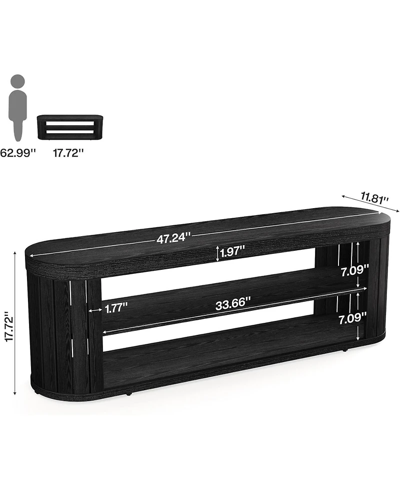Tribesigns 47.2" Wooden Entryway Bench with 2-Tier Shoe Storage, Farmhouse Dining Adjustable Foot Pads