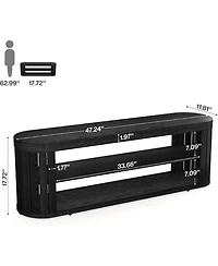 Tribesigns 47.2" Wooden Entryway Bench with 2-Tier Shoe Storage, Farmhouse Dining Adjustable Foot Pads