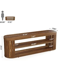 Tribesigns 47.2" Wooden Entryway Bench with 2-Tier Shoe Storage, Farmhouse Dining Bench with Adjustable Foot Pads