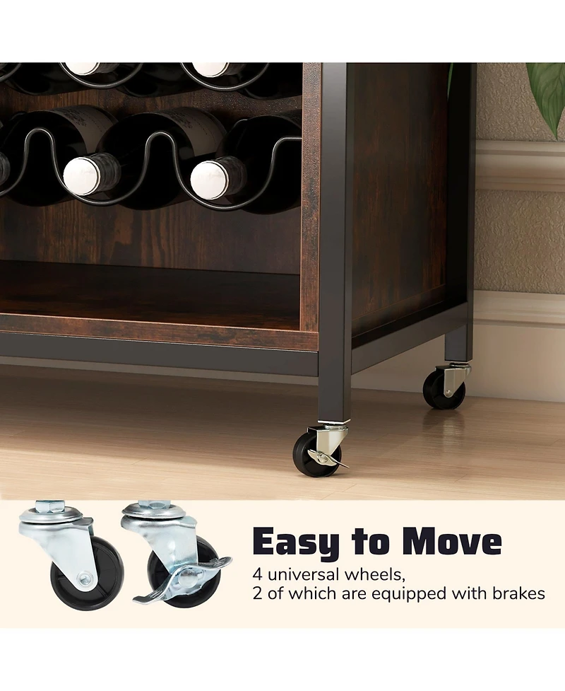Slickblue Modern Wine Storage Cabinet with Led Lights and Adjustable Shelving