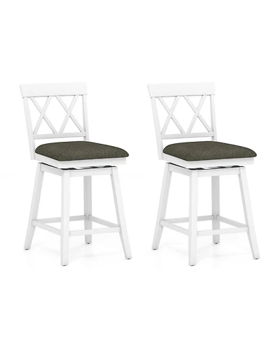 Slickblue Set of 2 Swivel Counter Height Bar Stools with Upholstered Cushion and Support