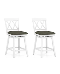Slickblue Set of 2 Swivel Counter Height Bar Stools with Upholstered Cushion and Support