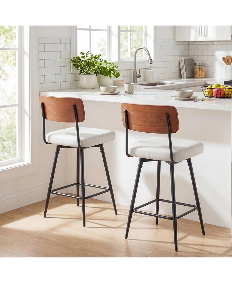 Slickblue Set of 2 Counter Height Bar Stools with Cushioned Seat & Metal Legs