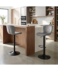 Slickblue Set of 2 Velvet Counter Height Chairs with Adjustable Height