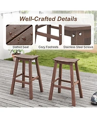 Slickblue Set of 2 Hdpe Outdoor Bar Stools, Armless Saddle Seat Patio Counter Height Chairs