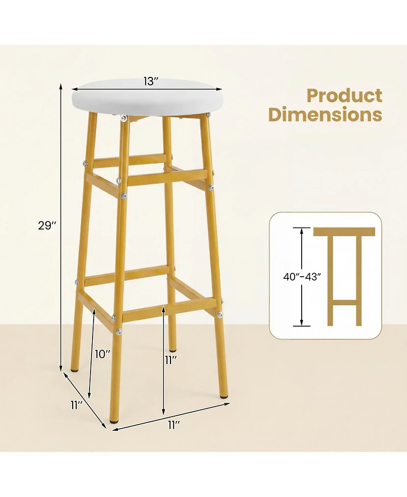 Slickblue Modern Bar Stools Set of 2 with Metal Frame and Footrest, Counter Height Seating