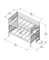 Max & Lily Solid Wood Twin over Bunk Bed with Ladder on End