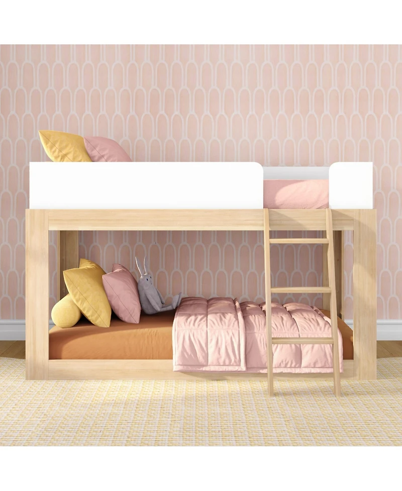 Max & Lily Twin Over Solid Wood Mid Century Modern Bunk Bed