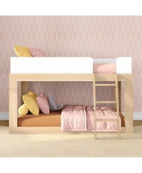 Max & Lily Twin Over Solid Wood Mid Century Modern Bunk Bed