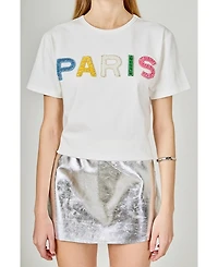 endless rose Women's Patch Embroidered T Shirt