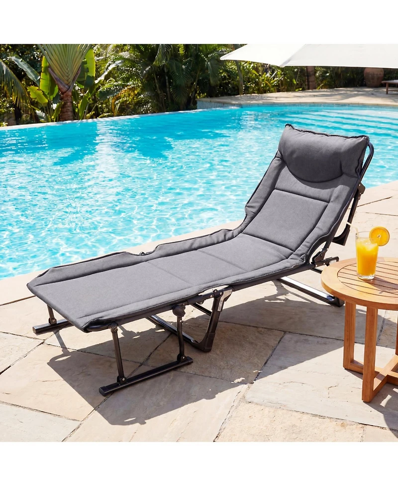 Slickblue 3 in 1 Folding Camping Cot Comfy Padded Convertible Single Sofa Chair