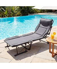 Slickblue 3 in 1 Folding Camping Cot Comfy Padded Convertible Single Sofa Chair