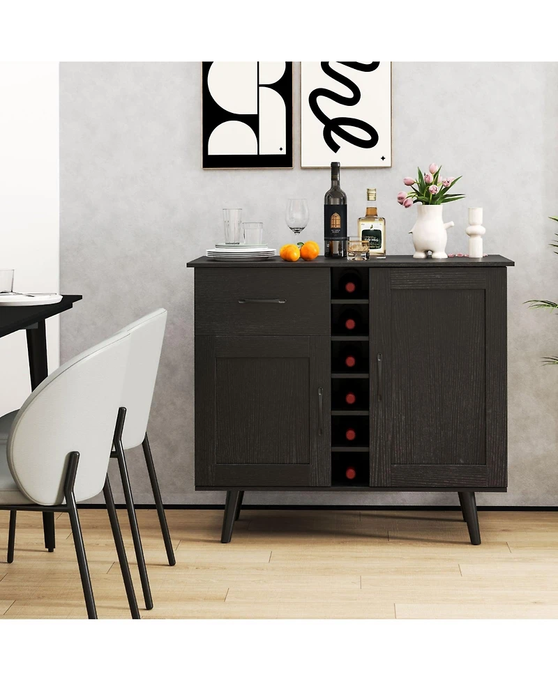 Slickblue Wine Buffet Cabinet with Built 6 Bottle Rack for Dining Room