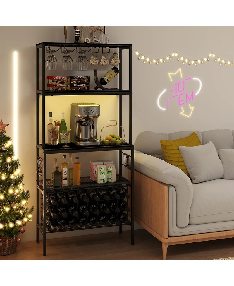 Slickblue Wine Organizer with Built Power Outlet and Bottle Storage Rack