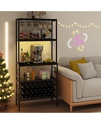 Slickblue Wine Organizer with Built Power Outlet and Bottle Storage Rack