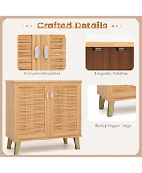 Gouun 2-Door 4-Tier Shoe Cabinet with Ventilated Woven Doors and Anti-Tip Kit