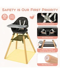 Gouun 6-in-1 Convertible Highchair with Safety Harness and Removable Tray, Ages 6M to 6Y