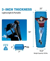 Gouun Inflatable Waterproof Camping Sleeping Pad with 3 Inch Thick Cushion
