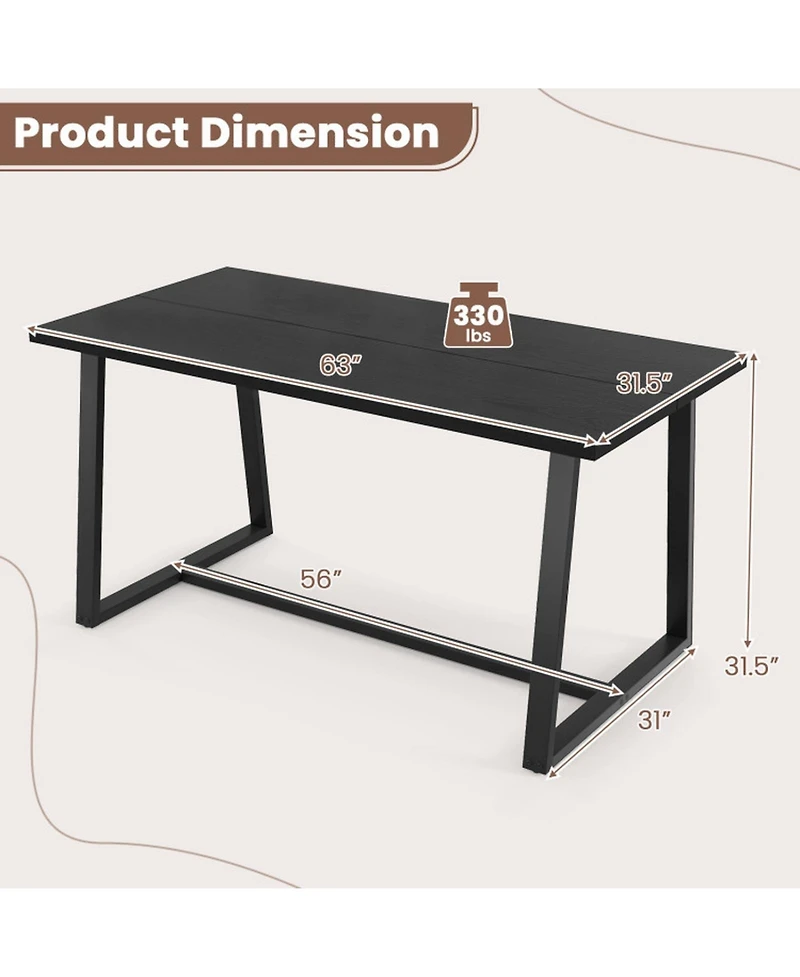 Gouun Large Dining Table with Metal Frame and Anti-Slip Foot Pads