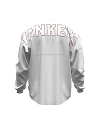 Fanatics Women's White New York Yankees Baseball Stitch Spirit Jersey Long Sleeve T-Shirt