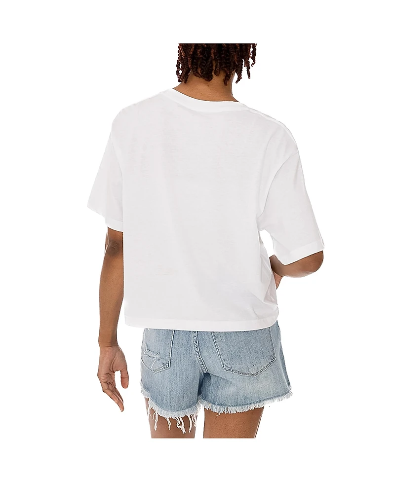 Gameday Couture Women's White Franklin Marshall Diplomats Claim to Fame Boxy Cropped T-Shirt