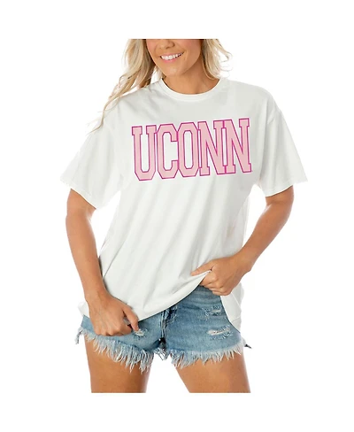 Gameday Couture Women's White UConn Huskies On Point Oversized T-Shirt