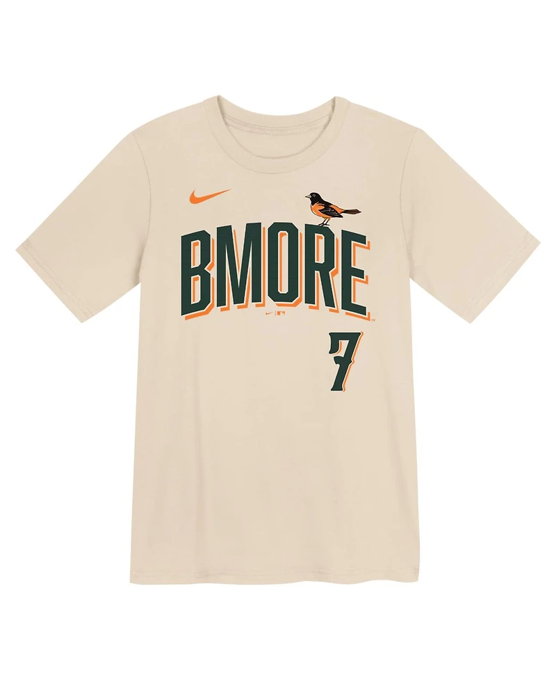 Nike Preschool Jackson Holliday Cream Baltimore Orioles 2026 City Connect Name Number T-Shirt