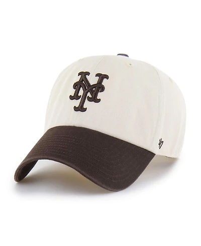 '47 Brand Men's Natural/Brown New York Mets Two-Tone Fashion Clean Up Adjustable Hat