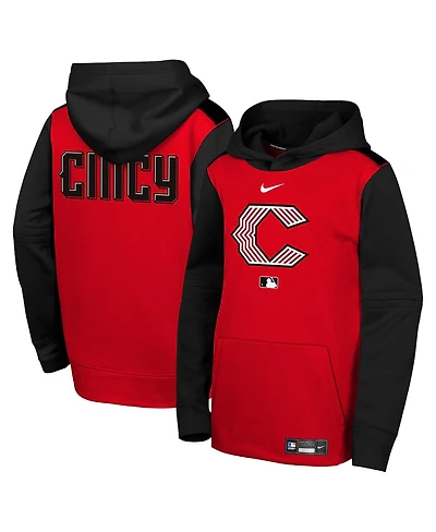Nike Big Boys and Girls Red/Black Cincinnati Reds 2026 City Connect Authentic Collection Therma-fit Hoodie