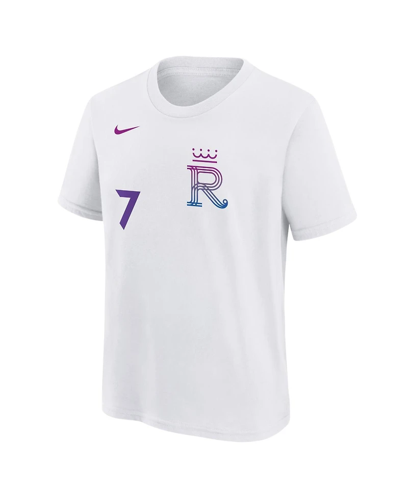 Nike Big Boys and Girls Bobby Witt Jr. White Kansas City Royals 2026 Connect Name Number T-Shirt
