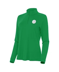 Antigua Women's Kelly Green Golden State Warriors St. Patrick's Day Intent Quarter-Zip Top