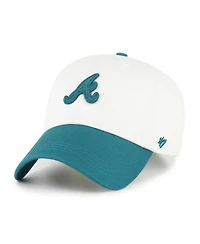 '47 Brand Men's White/Teal Atlanta Braves Contemporary Tonal Clean Up Adjustable Hat