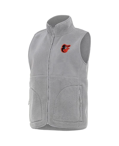 Antigua Women's Gray Baltimore Orioles Nostalgic Full-Zip Vest