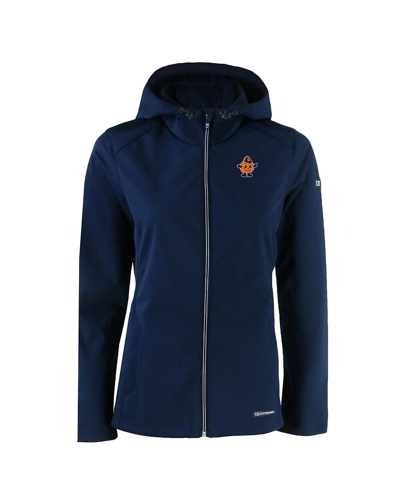 Cutter & Buck Women's Navy Syracuse Orange Evoke Eco Softshell Full-Zip Hooded Jacket