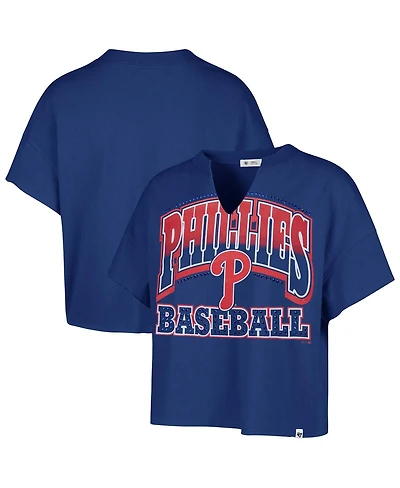 '47 Brand Women's Royal Philadelphia Phillies Plus Win Big Oversized Notch-Neck T-Shirt