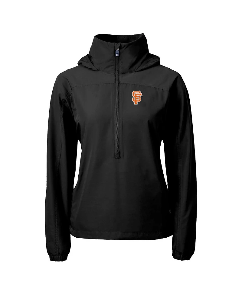 Cutter & Buck Women's Black San Francisco Giants City Connect Charter Eco Half-Zip Anorak Jacket