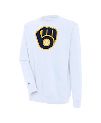 Antigua Men's White Milwaukee Brewers Victory Pullover Sweatshirt