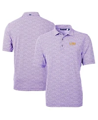 Cutter & Buck Men's Purple Lsu Tigers Alumni Logo DryTec Virtue Eco Pique Botanical Print Polo Shirt