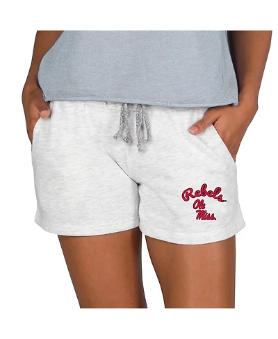 Concepts Sport Women's Ash Ole Miss Rebels Mainstream French Terry Tri-Blend Shorts