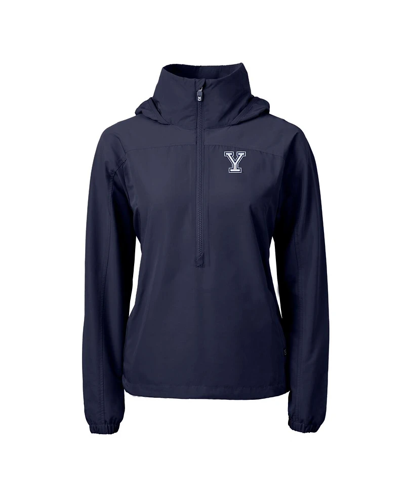 Cutter & Buck Women's Navy Yale Bulldogs Charter Eco Half-Zip Anorak Jacket