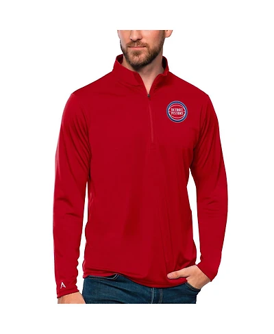 Antigua Men's Red Detroit Pistons Tribute Quarter-Zip Pullover Top