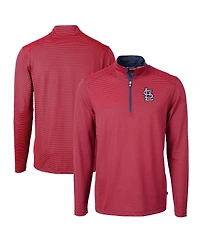 Cutter & Buck Men's Red/Navy St. Louis Cardinals Virtue Eco Pique Micro Stripe Big Tall Quarter-Zip Pullover Top