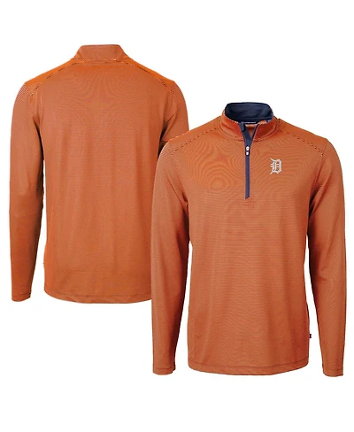 Cutter & Buck Men's Orange/Navy Detroit Tigers Virtue Eco Pique Micro Stripe Quarter-Zip Pullover Top