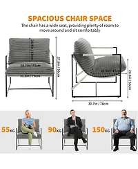 gaomon Sling Accent Chair for Living Room,Modern Metal Framed Cozy Armchair,Upholstered Living Room Chairs with Shredded Foam Cushioning