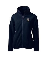 Cutter & Buck Women's Navy Milwaukee Brewers Cascade Eco Sherpa Fleece Full-Zip Jacket