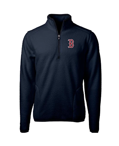 Cutter & Buck Men's Navy Boston Red Sox Cascade Eco Sherpa Fleece Quarter-Zip Pullover Jacket